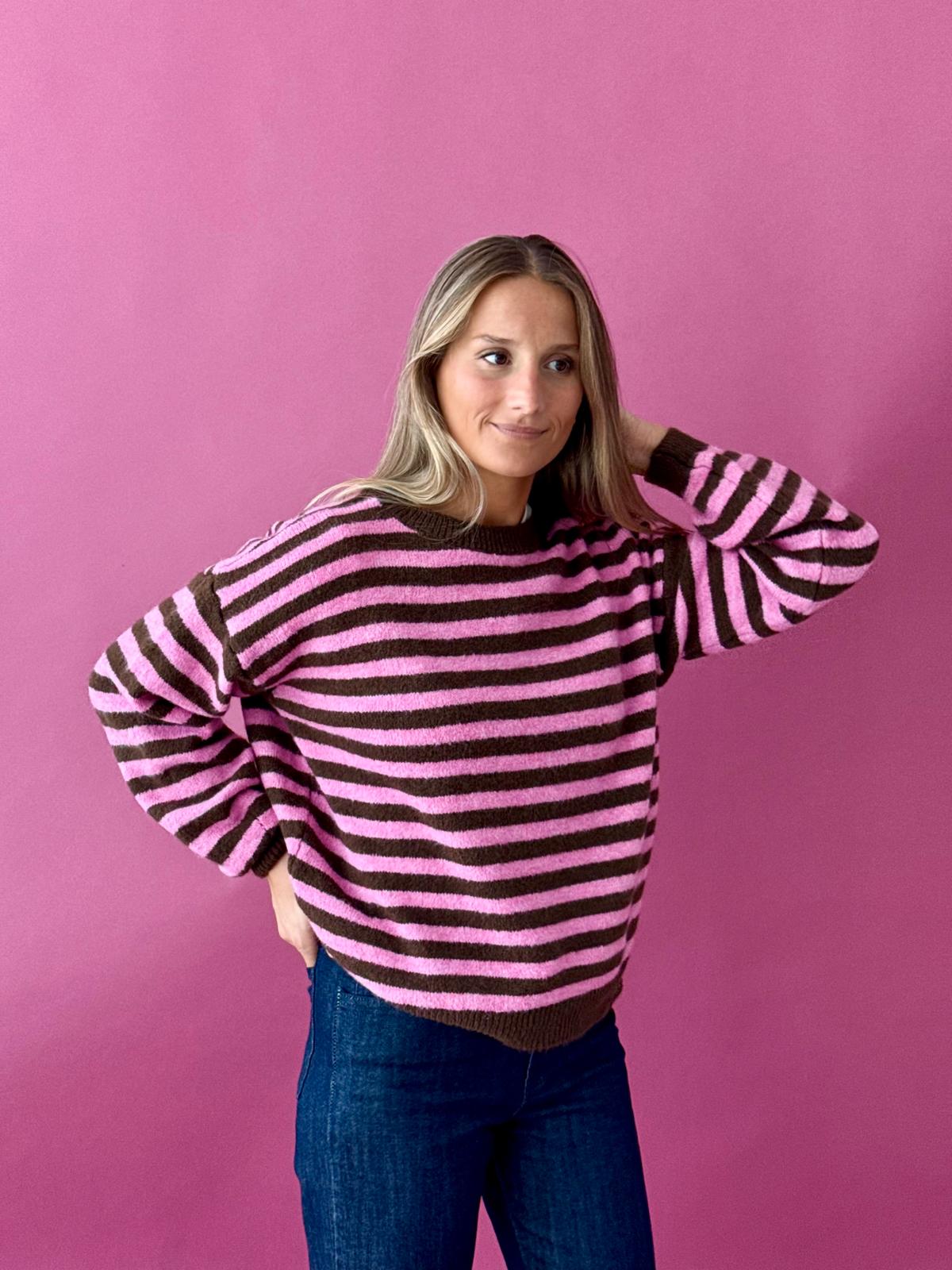 Pia Brown and Pink Sweater