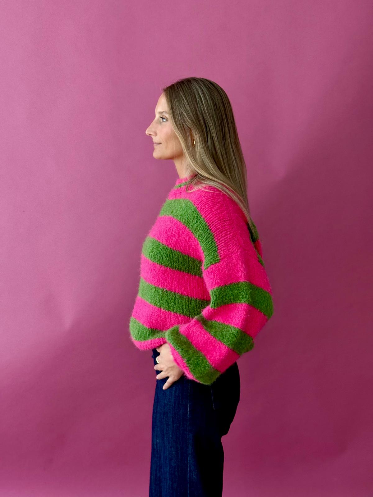 Aura Fuchsia and Green Sweater