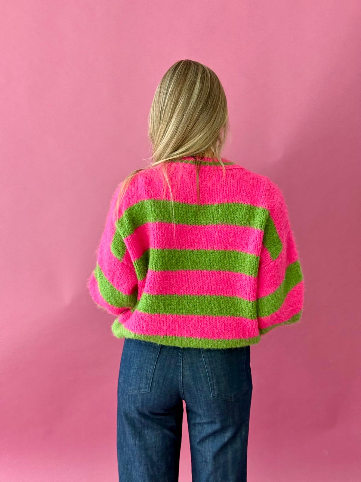 Aura Fuchsia and Green Sweater