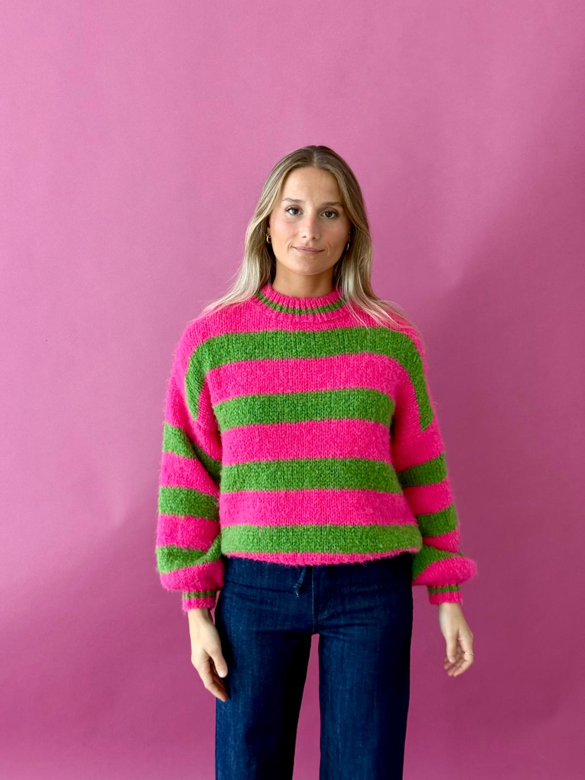 Aura Fuchsia and Green Sweater