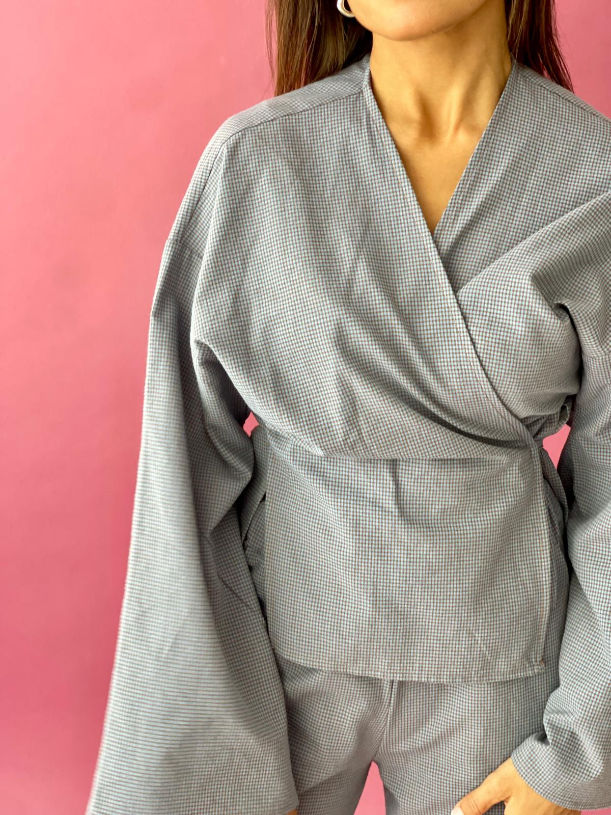 Alea Vichy Blue and Navy Blouse