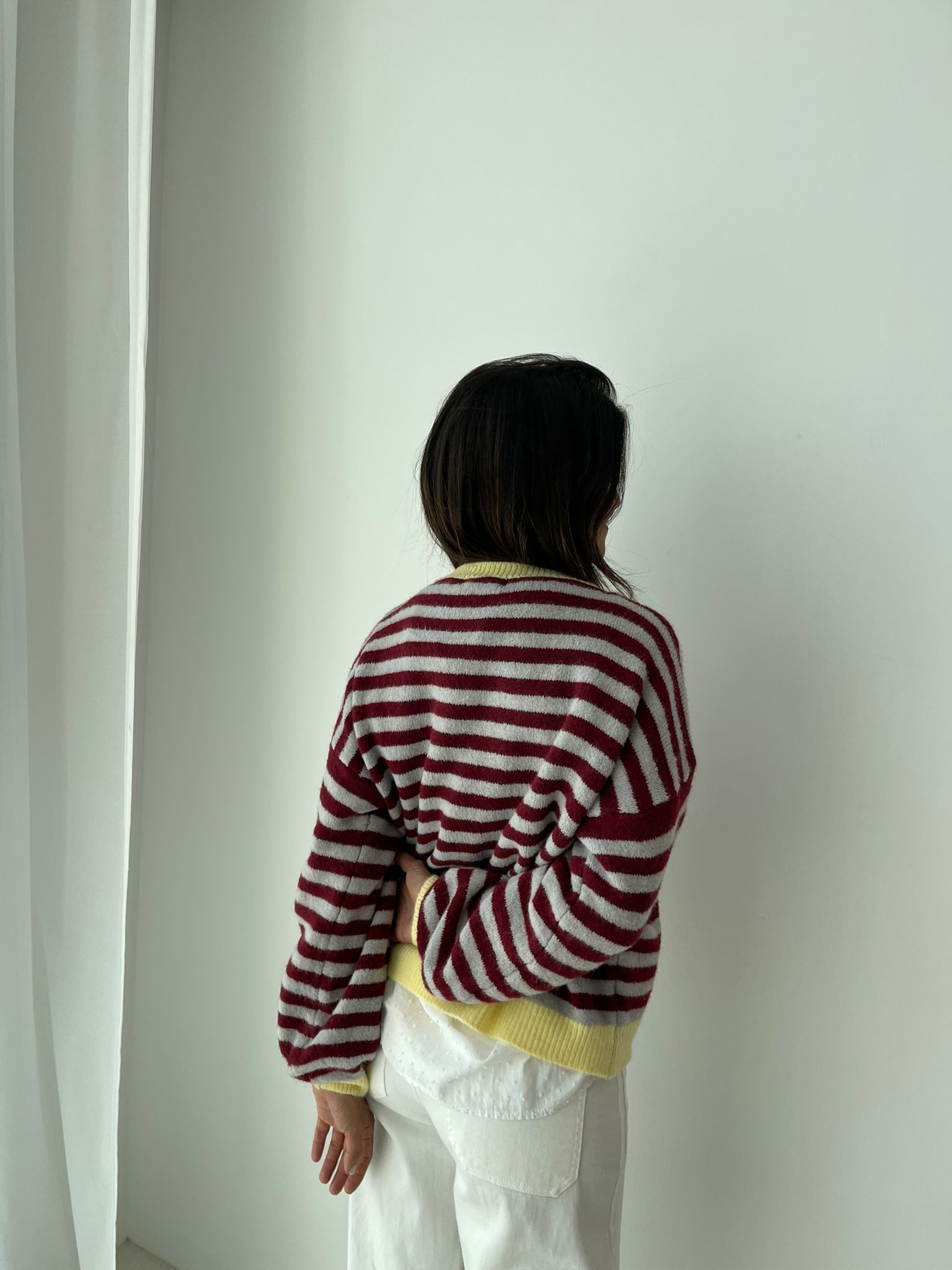 Pia Burgundy and Grey Sweater