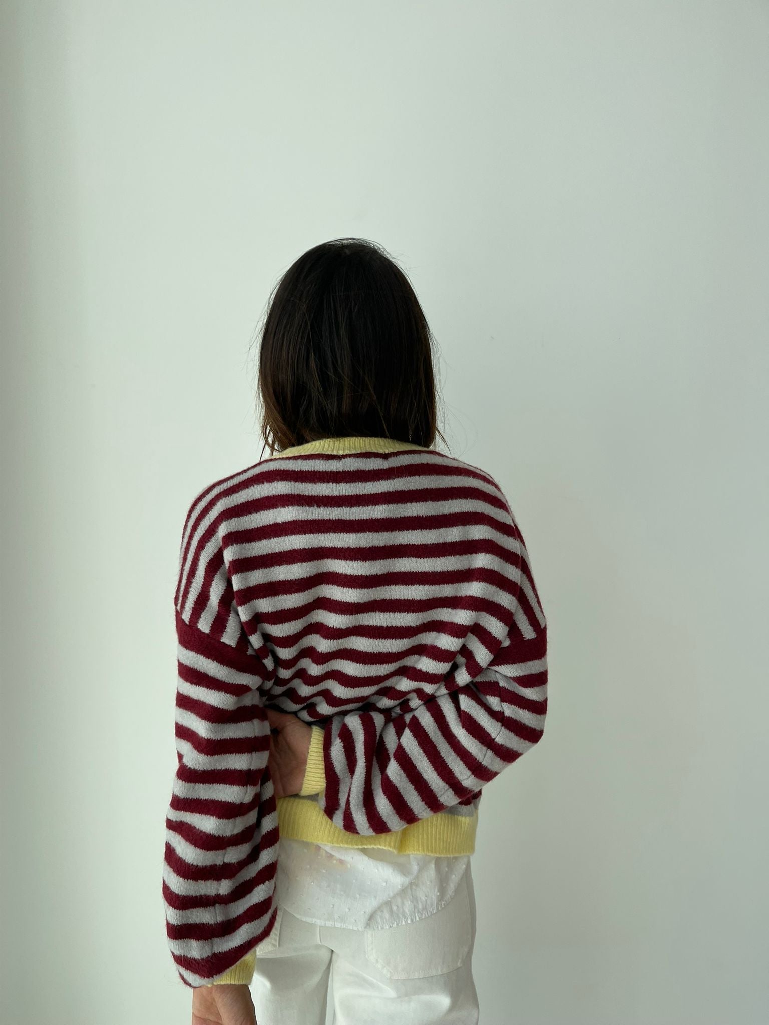 Pia Burgundy and Grey Sweater