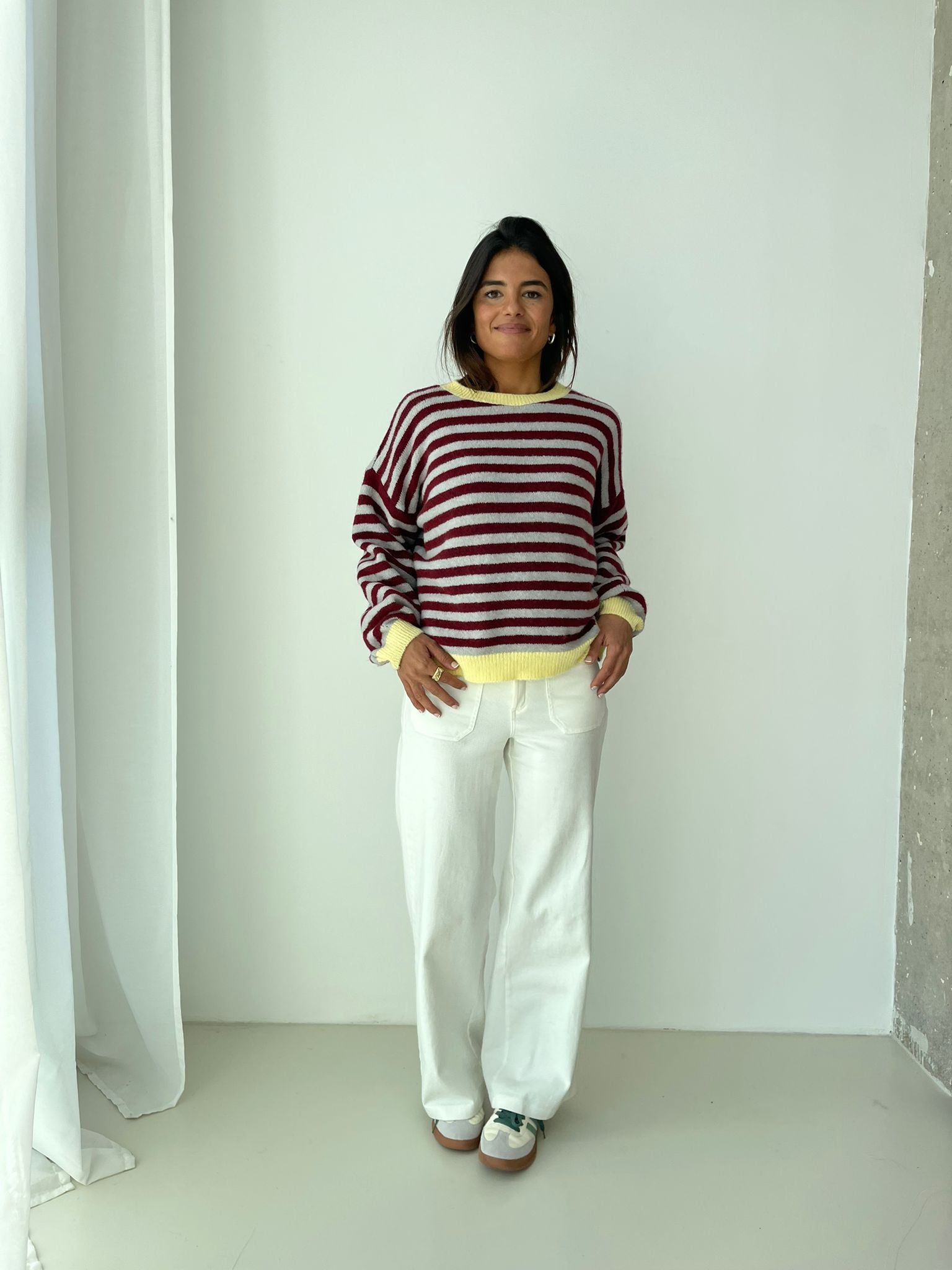 Pia Burgundy and Grey Sweater