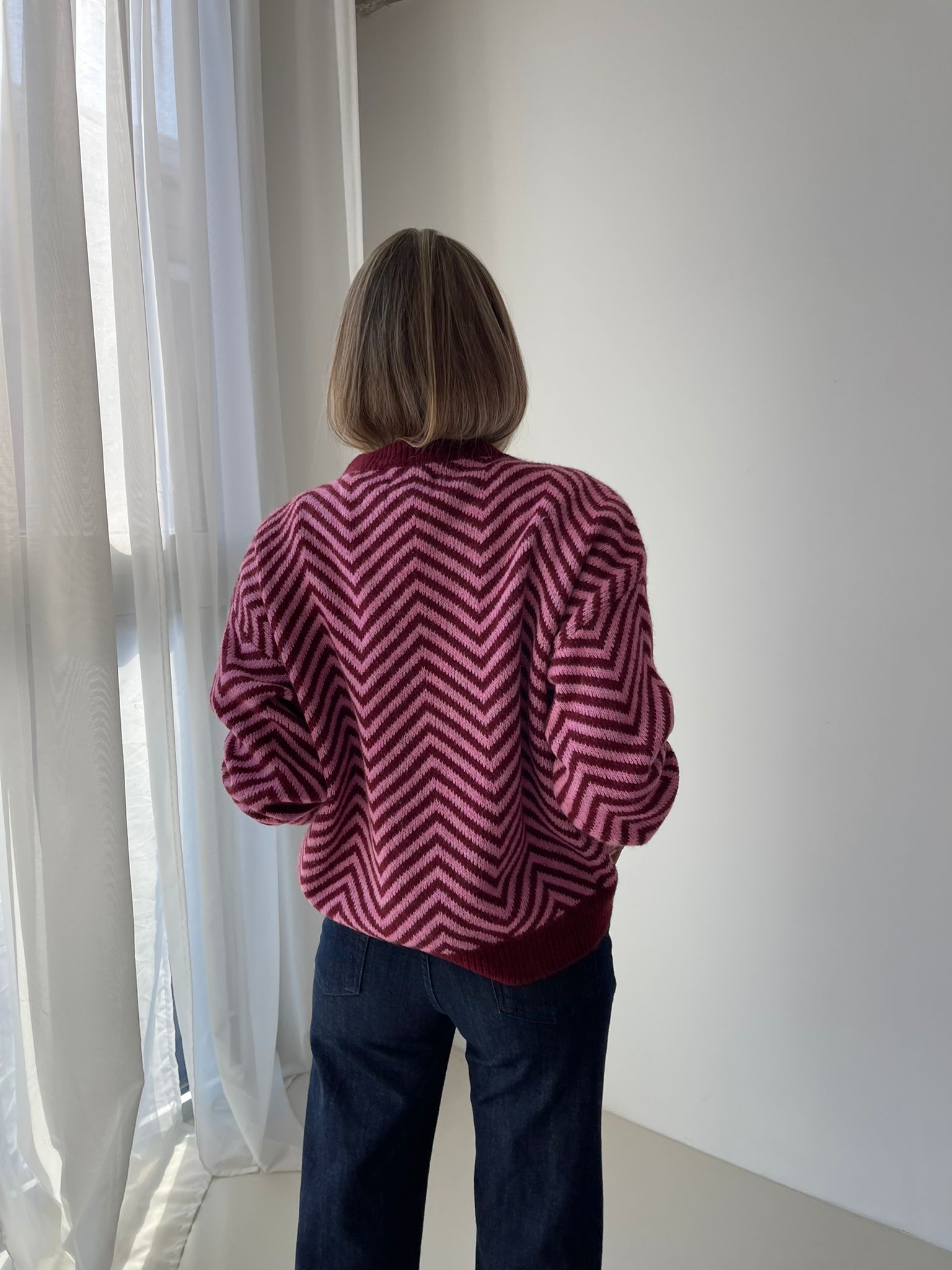 Leonor Burgundy and Pink Sweater