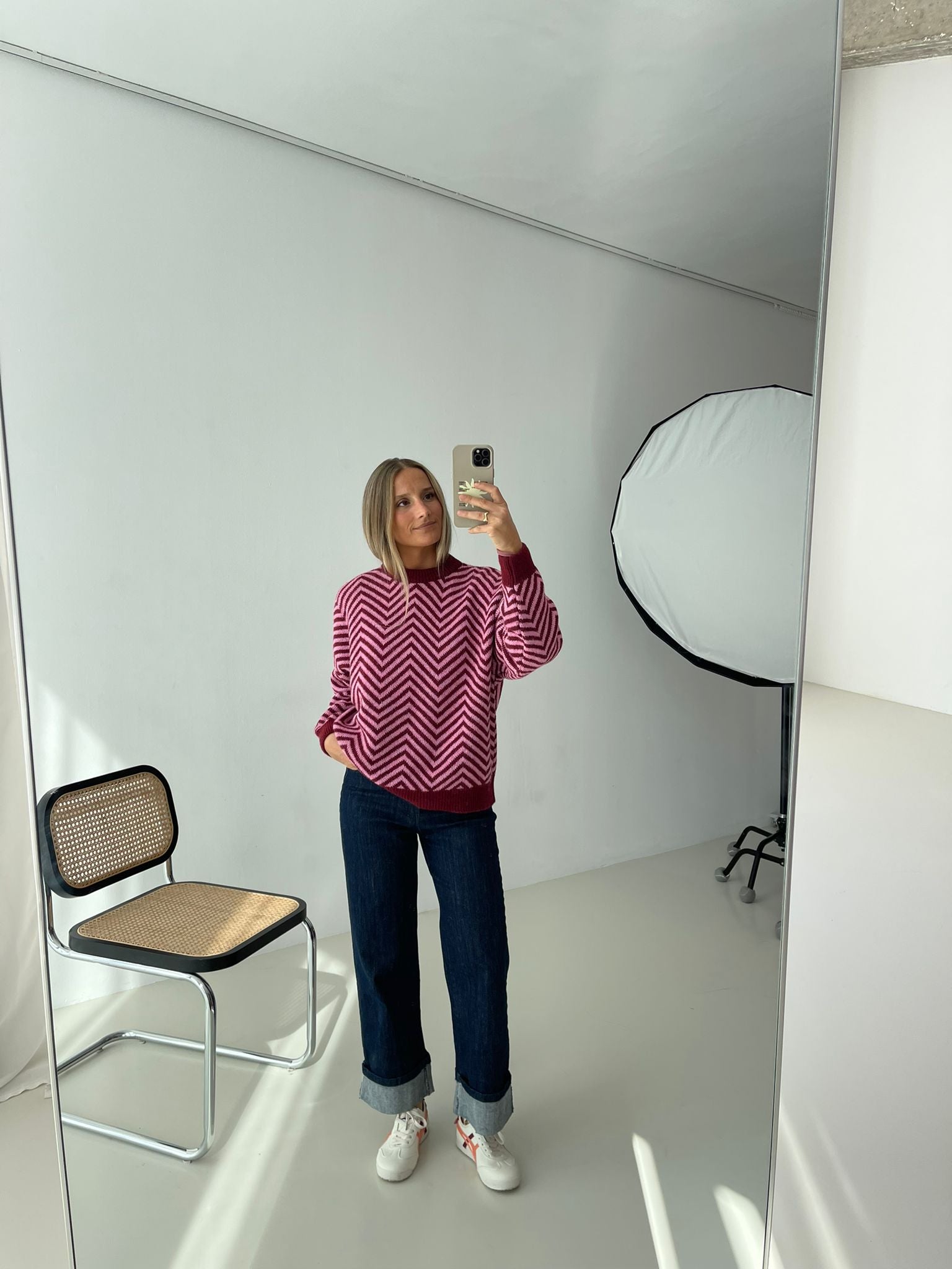 Leonor Burgundy and Pink Sweater