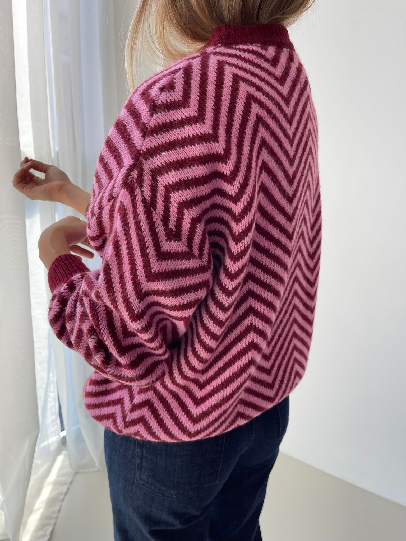 Leonor Burgundy and Pink Sweater