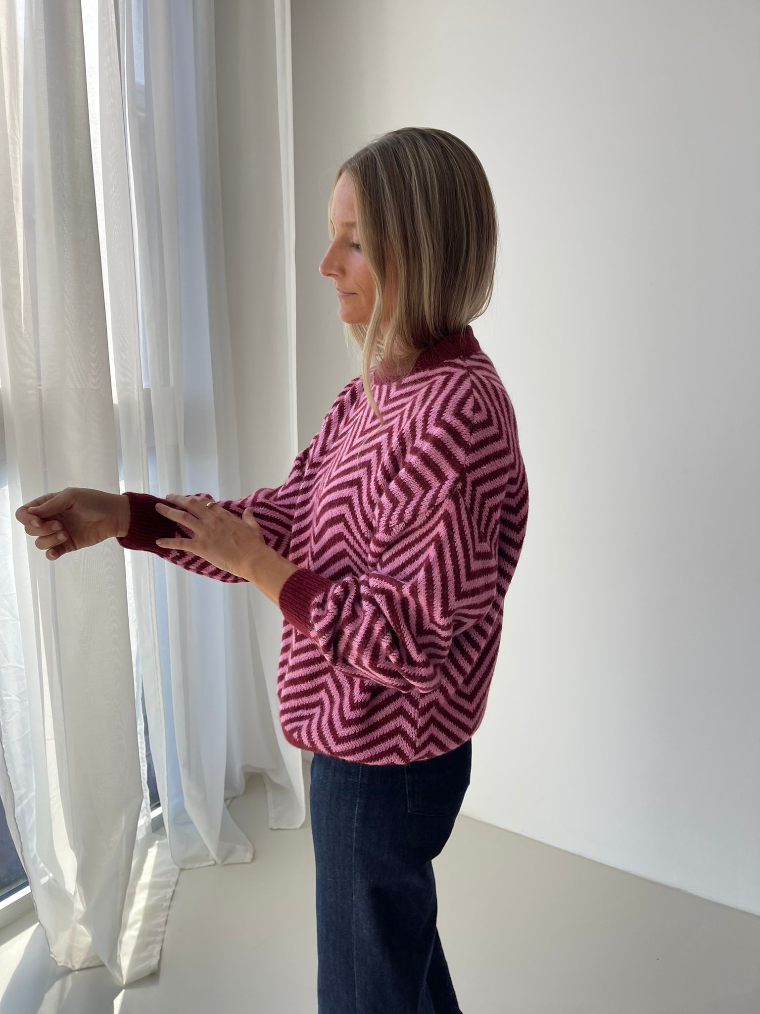 Leonor Burgundy and Pink Sweater
