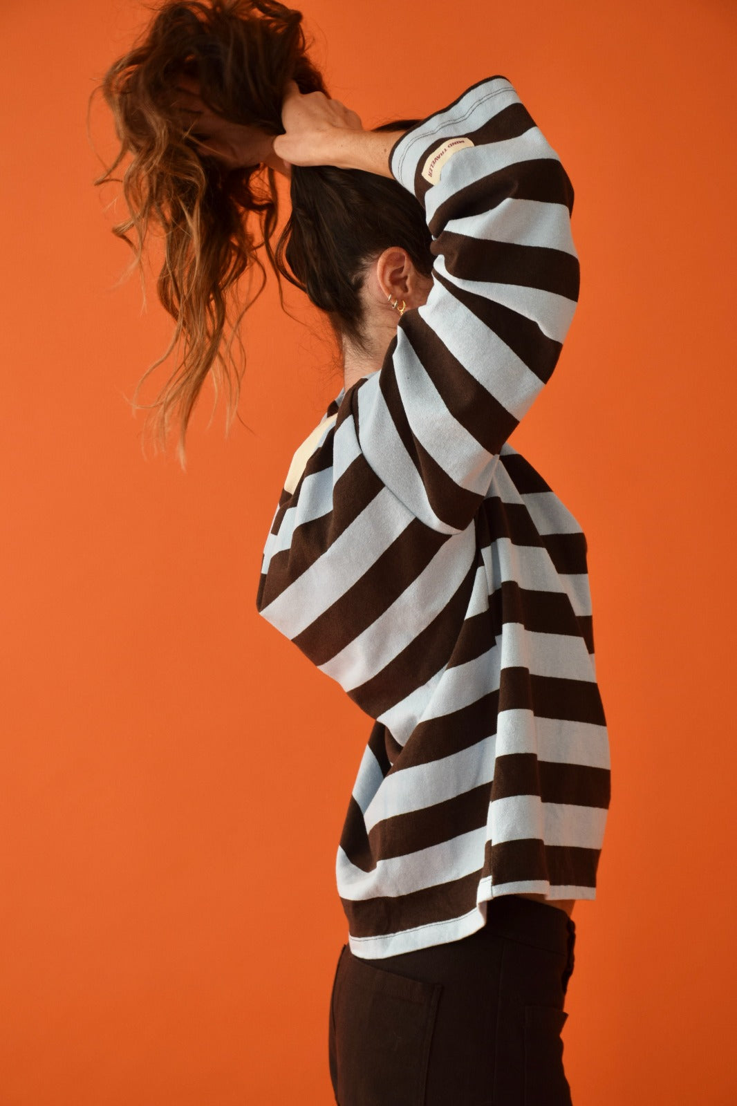 Polera Filipa Marrón y Celeste