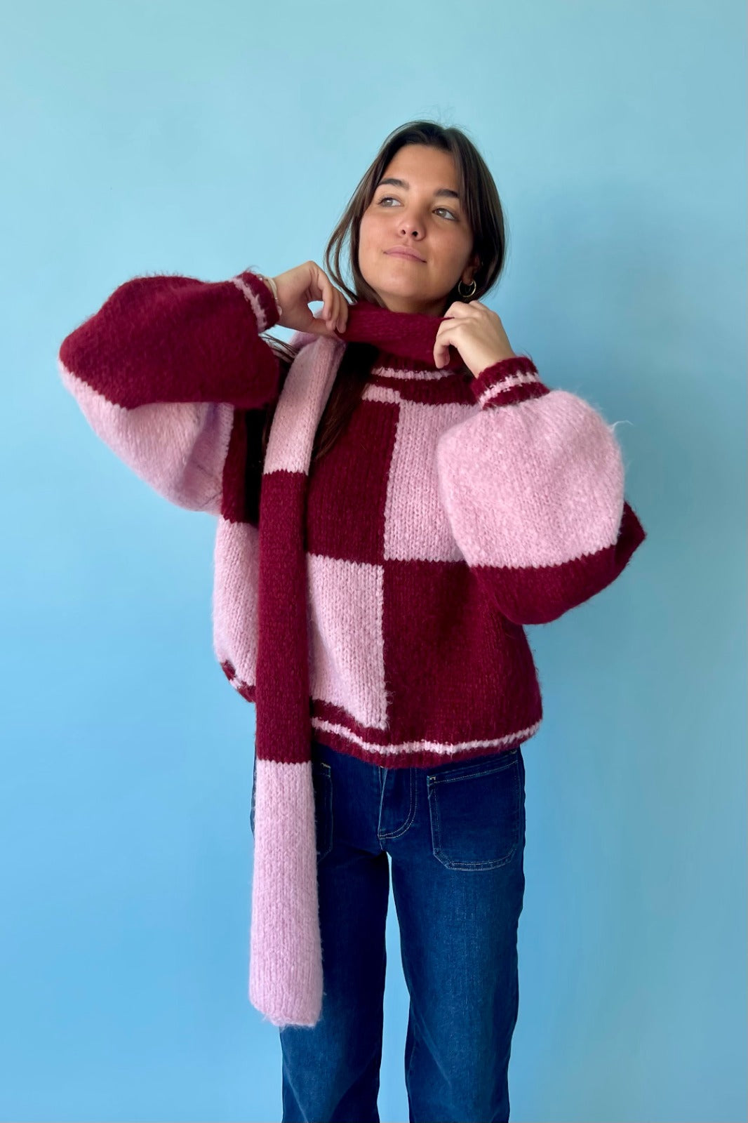 Jersey Sara Rosa y Burgundy