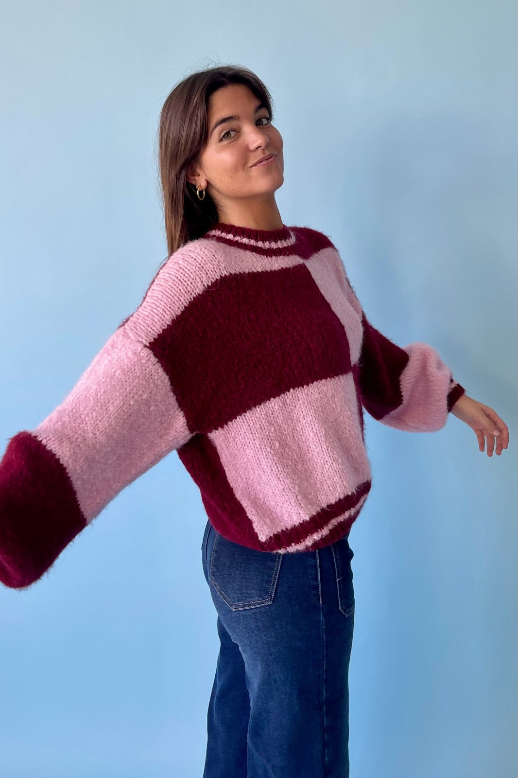 Jersey Sara Rosa y Burgundy