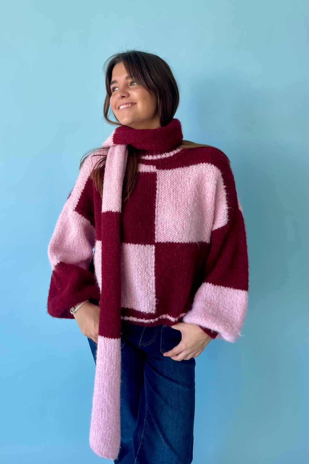 Jersey Sara Rosa y Burgundy