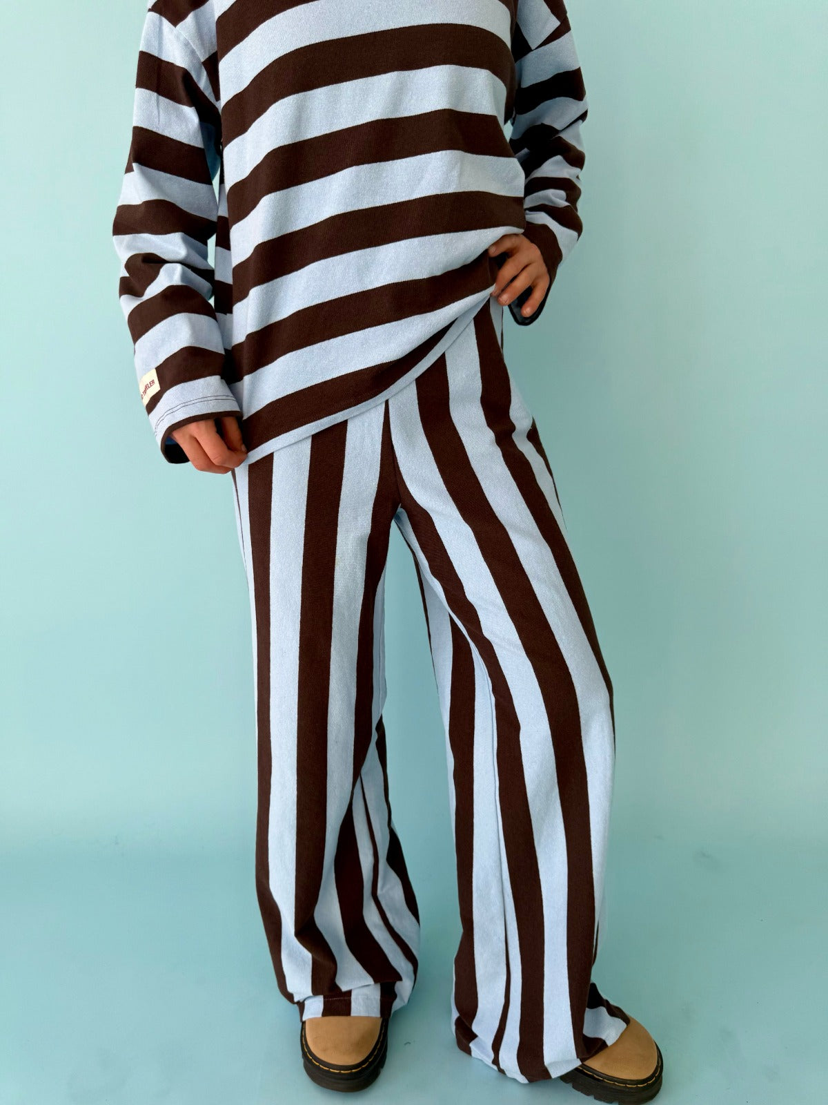 Pantalón Filipa Marrón y Celeste