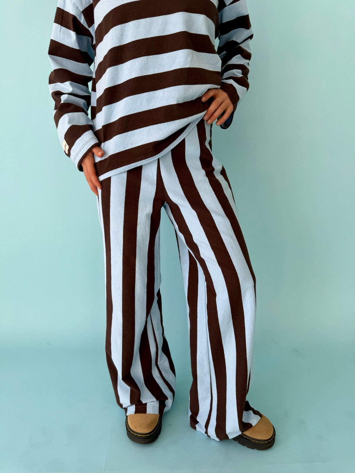 Pantalón Filipa Marrón y Celeste