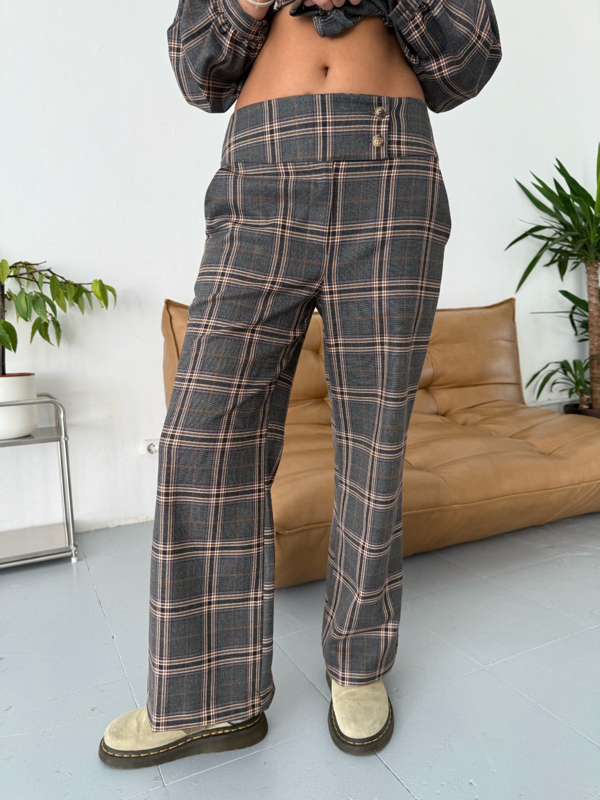 Pantalón Beth Cuadros Gris