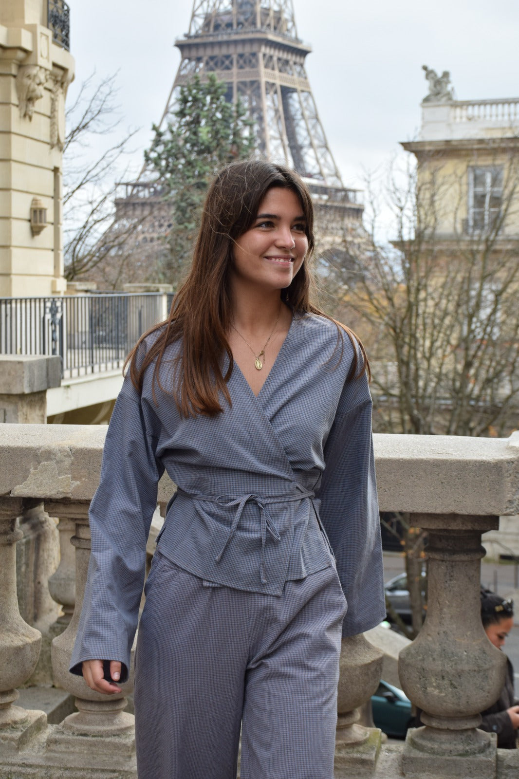 Alea Vichy Blue and Navy Blouse