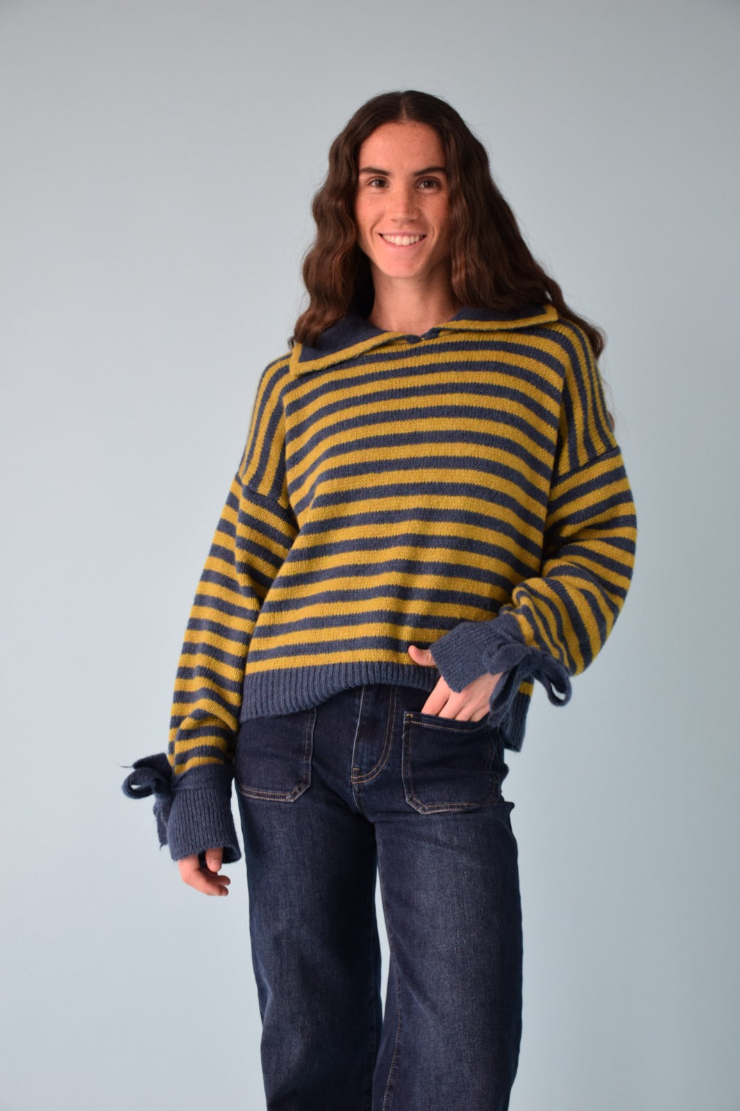 Marta Oliva and Blue Sweater