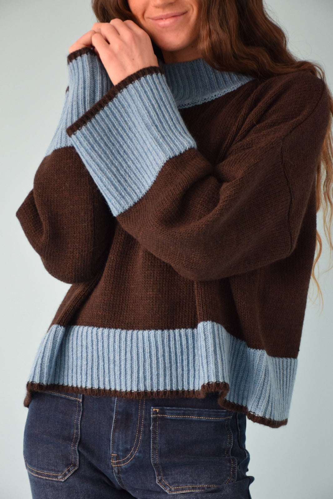 Jersey Bruna Marrón y Azul