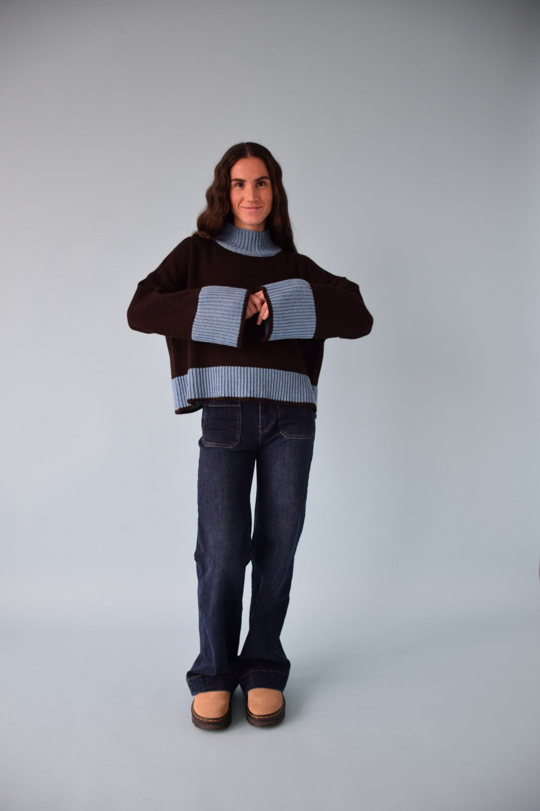 Jersey Bruna Marrón y Azul