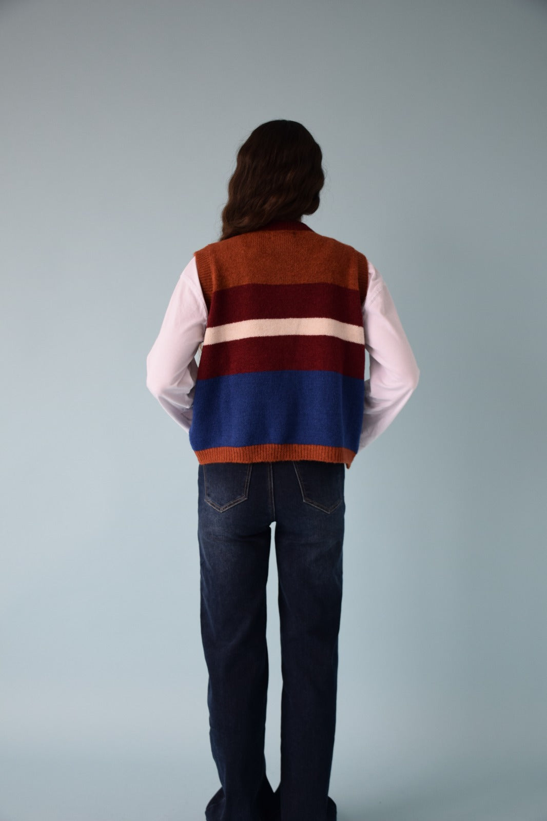 Chaleco Emilia Azul y Teja