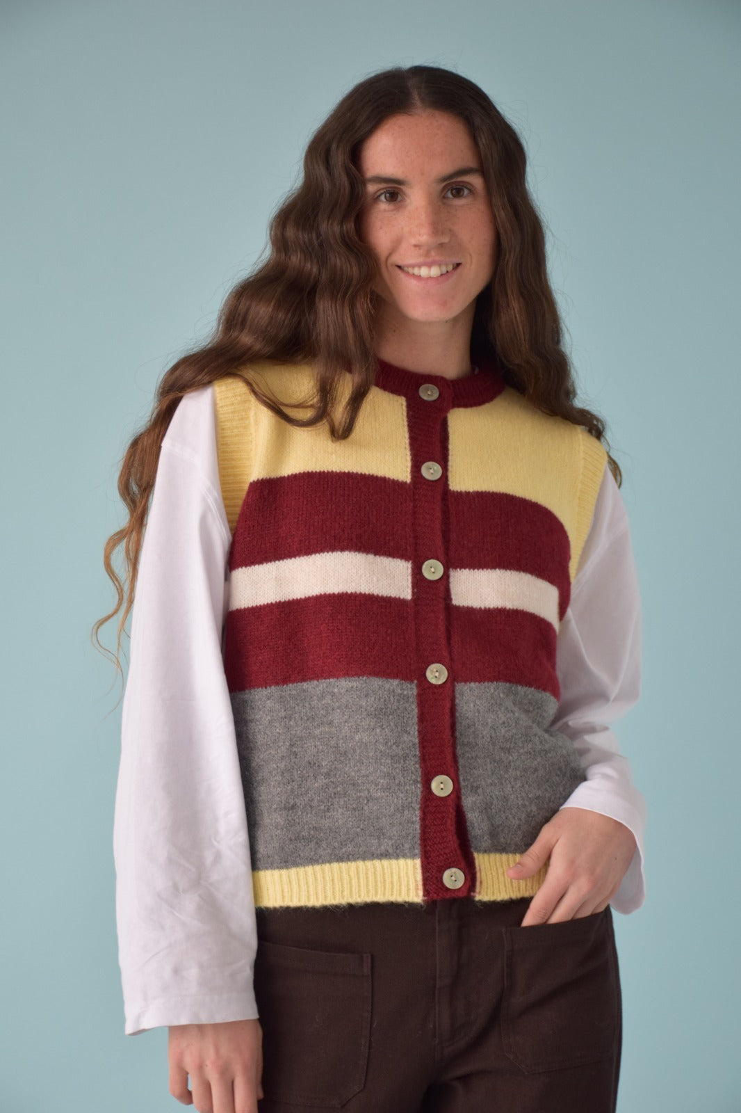 Emilia Yellow and Burgundy Vest