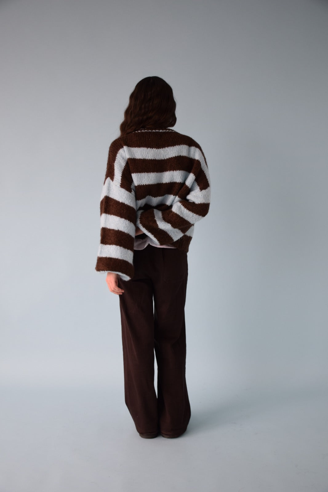 Aura Cardigan, Light Blue and Brown