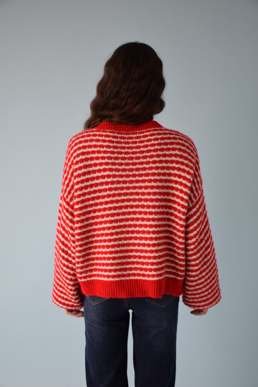 Cárdigan Cler Rojo y Beige