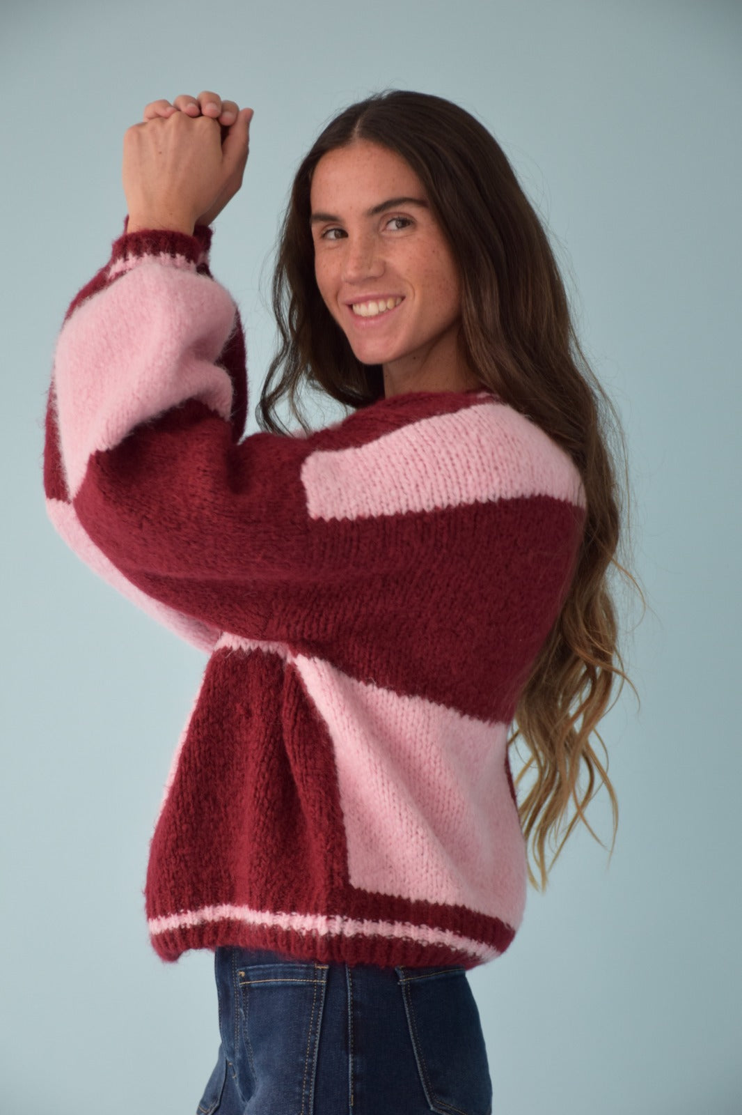 Jersey Sara Rosa y Burgundy