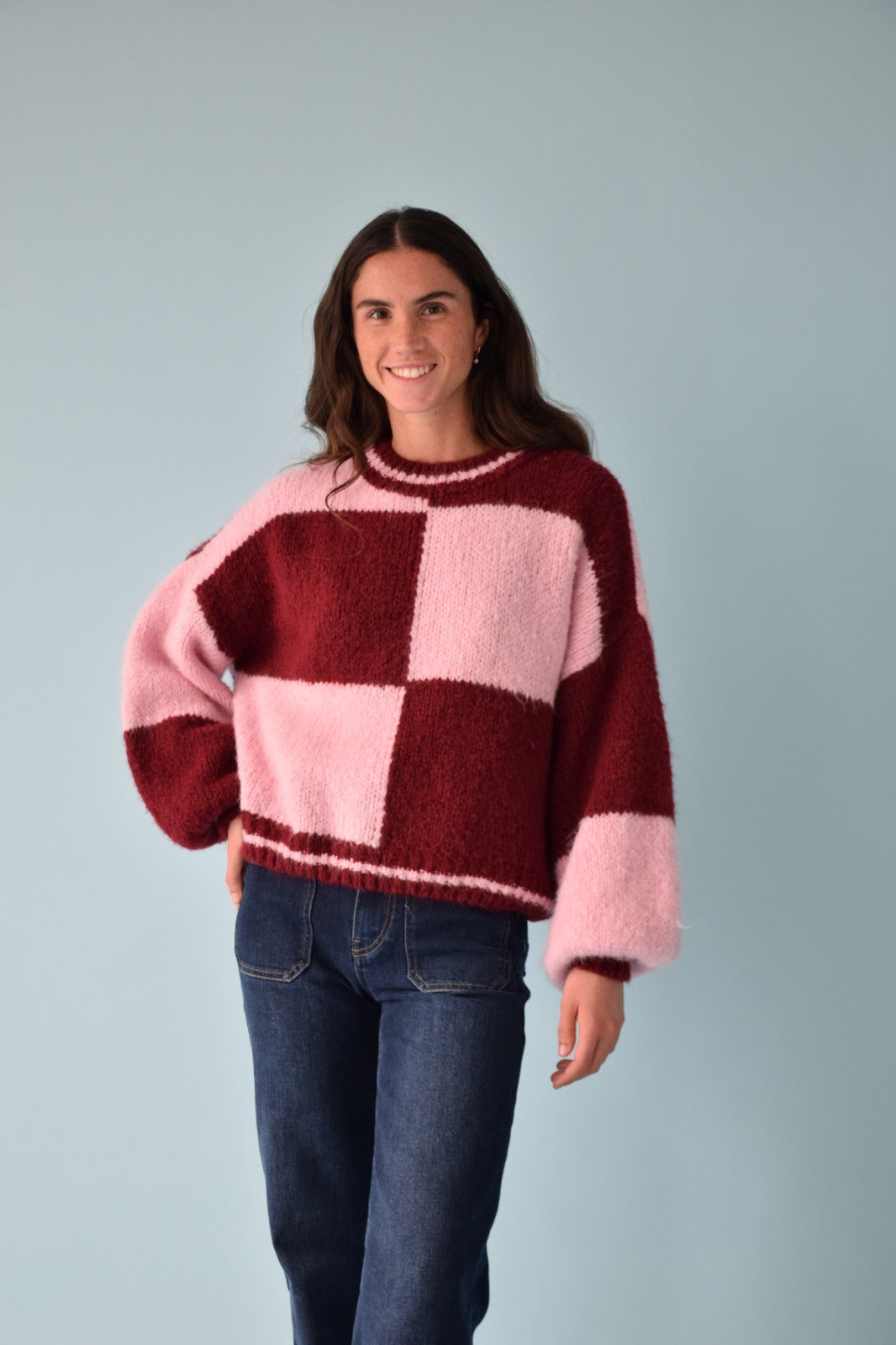 Jersey Sara Rosa y Burgundy