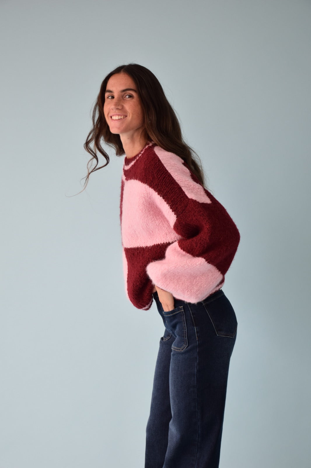 Jersey Sara Rosa y Burgundy