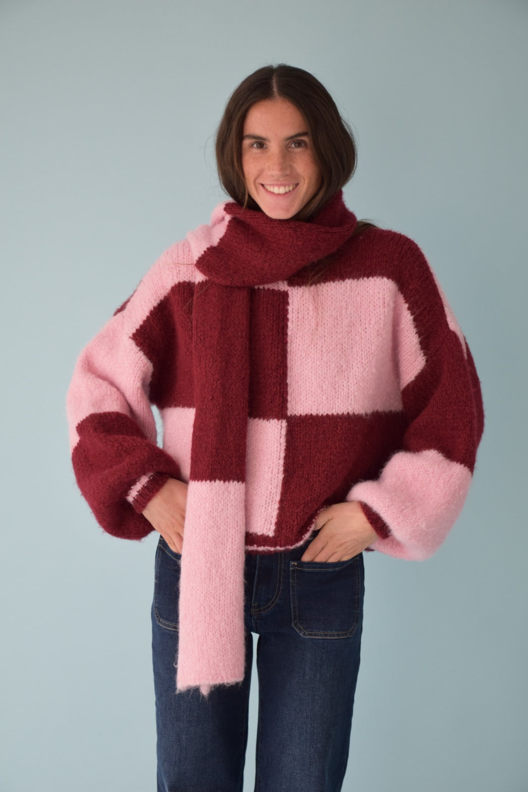 Jersey Sara Rosa y Burgundy