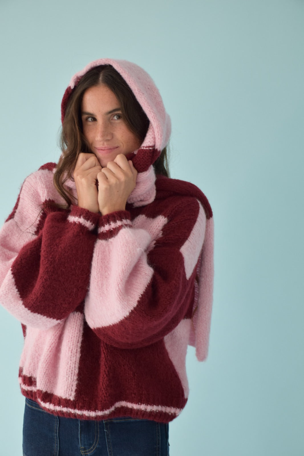 Sara Pink and Burgundy Scarf