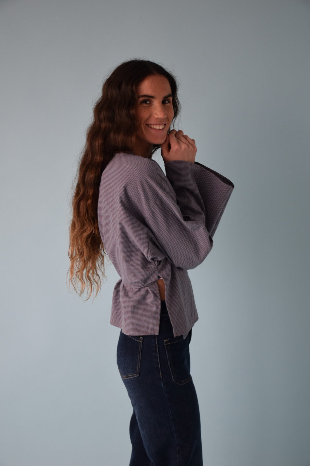 Alea Vichy Blue and Navy Blouse