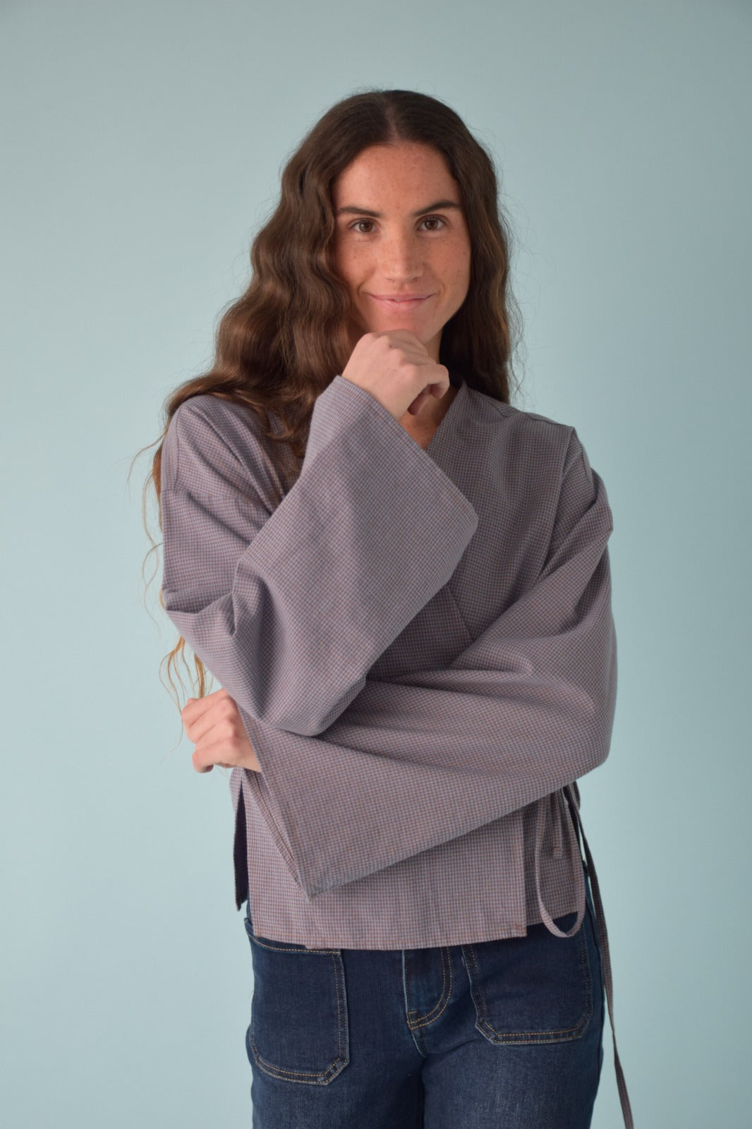 Alea Vichy Blue and Navy Blouse