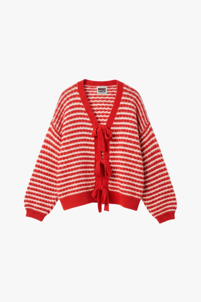 Cárdigan Cler Rojo y Beige