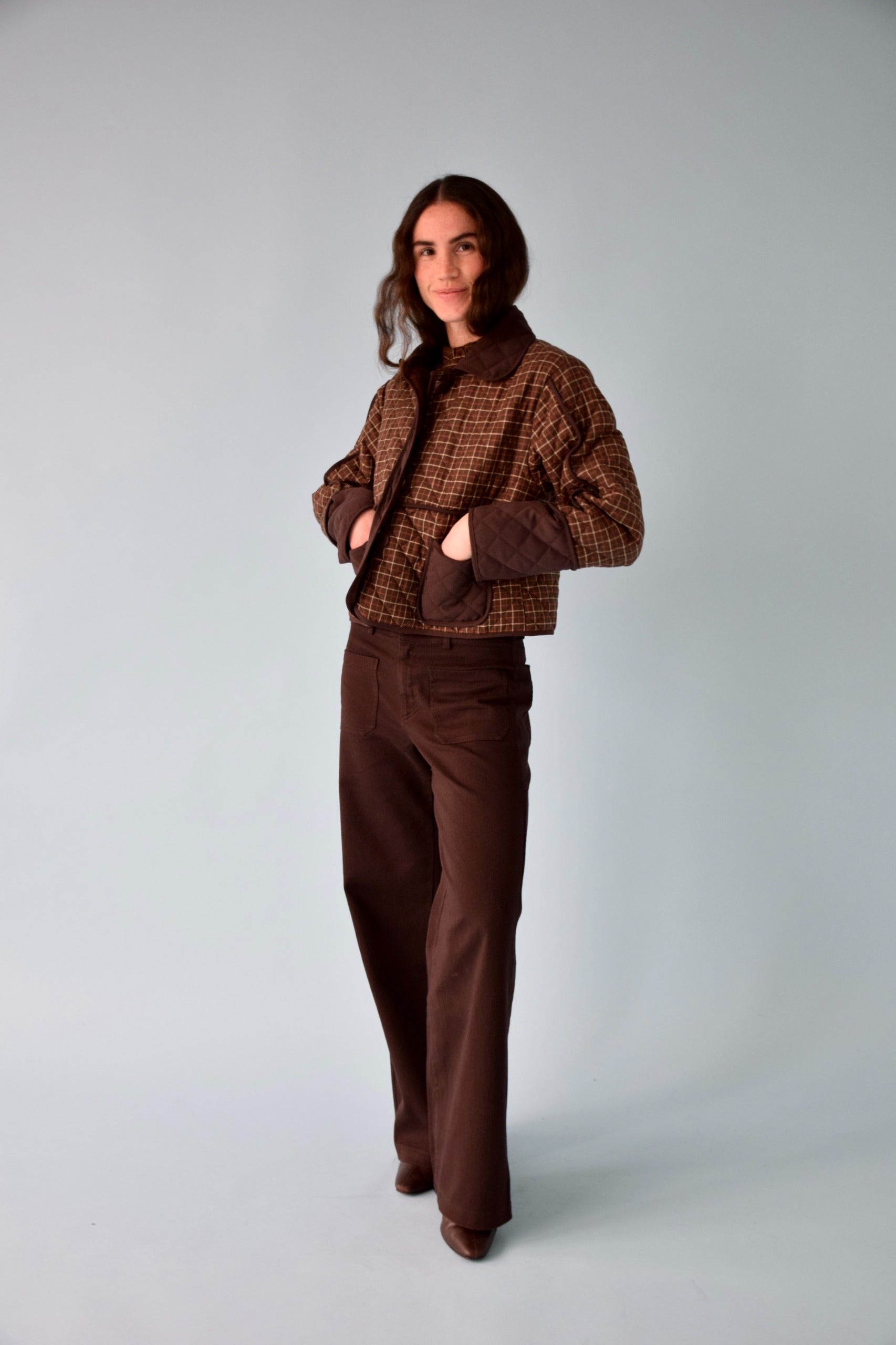 Brown Plaid Military Jacket