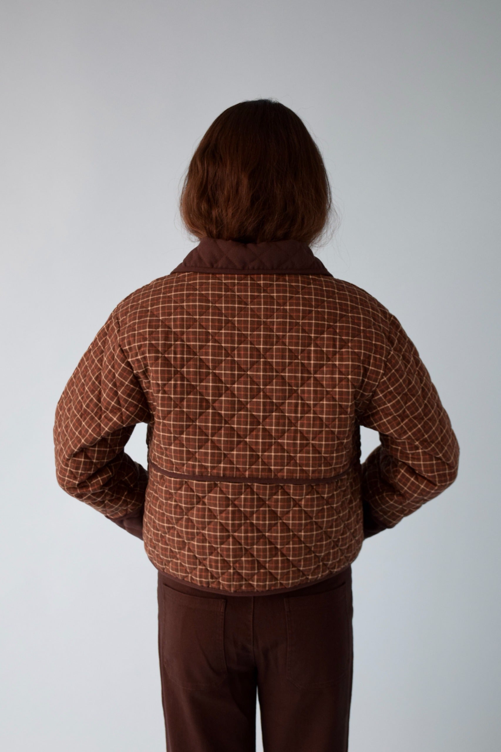 Brown Plaid Military Jacket