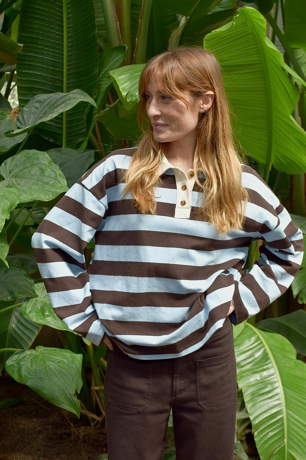 Filipa Brown and Light Blue T-shirt