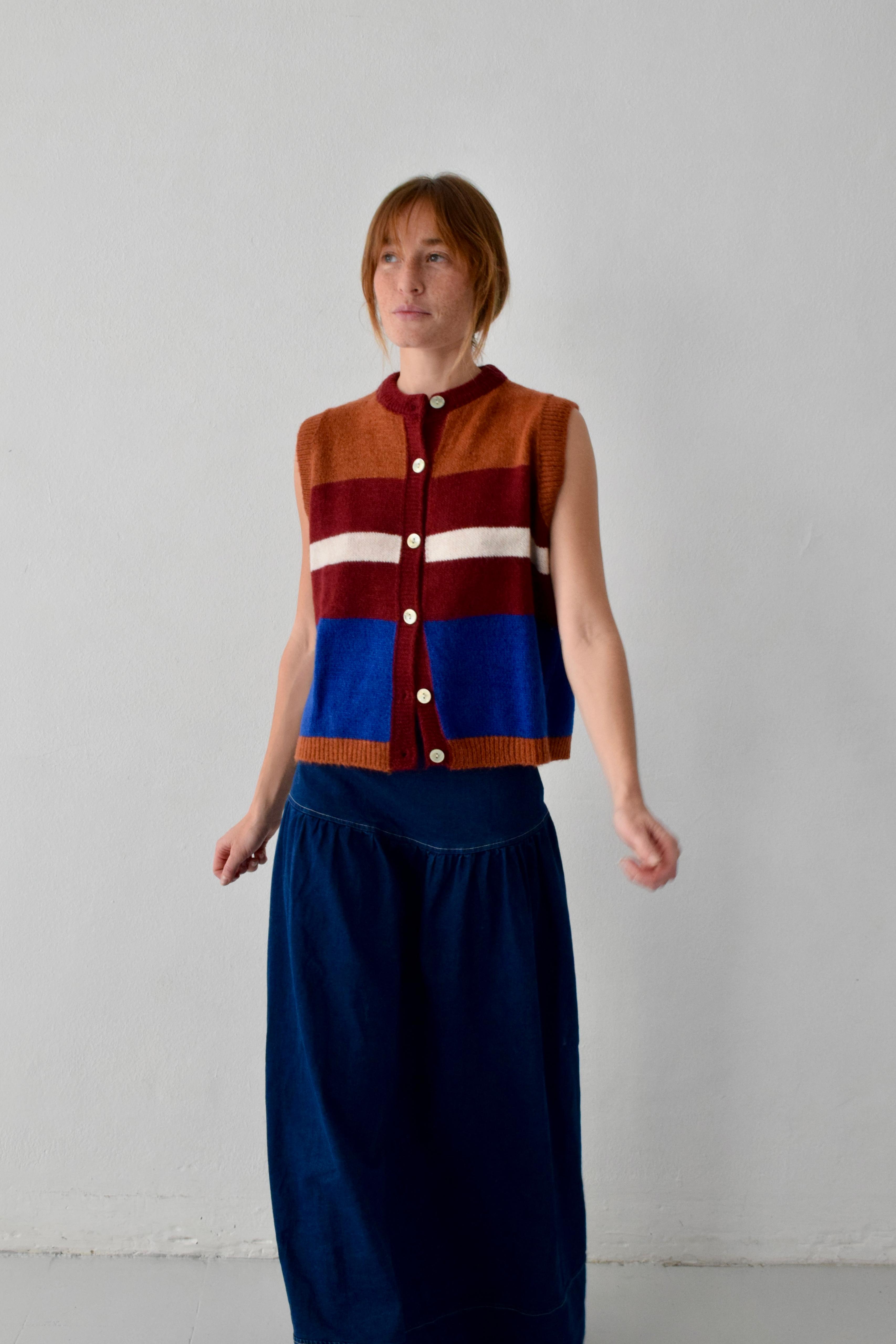Chaleco Emilia Azul y Teja