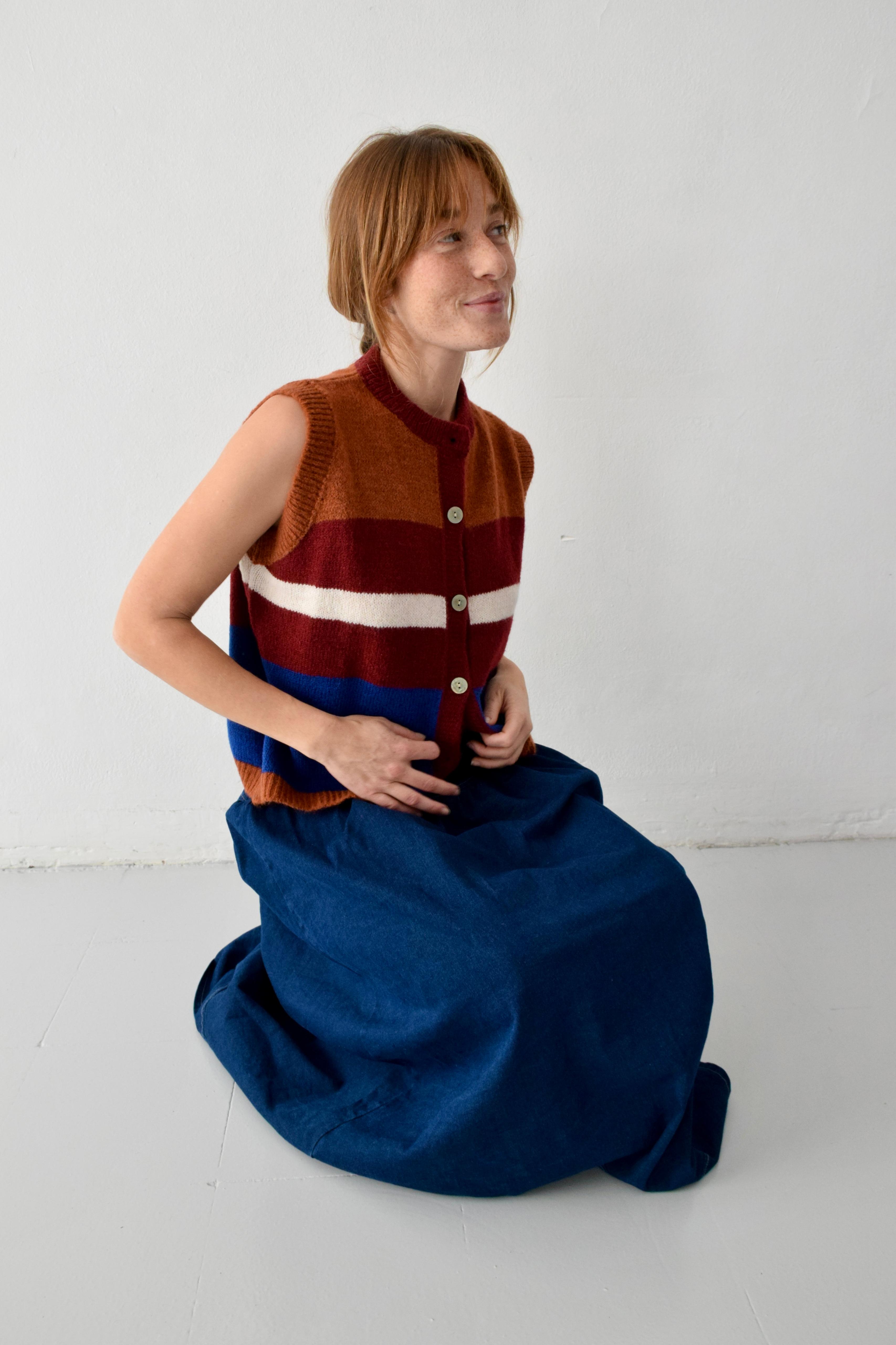 Chaleco Emilia Azul y Teja