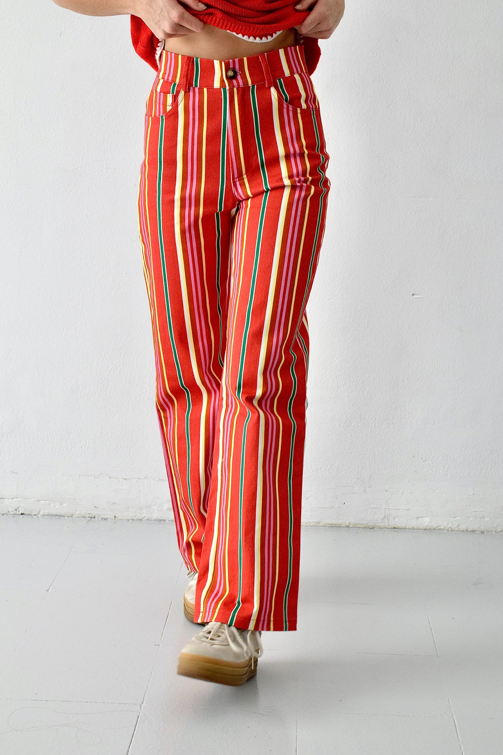 Jeans Inés Rayas Rojo