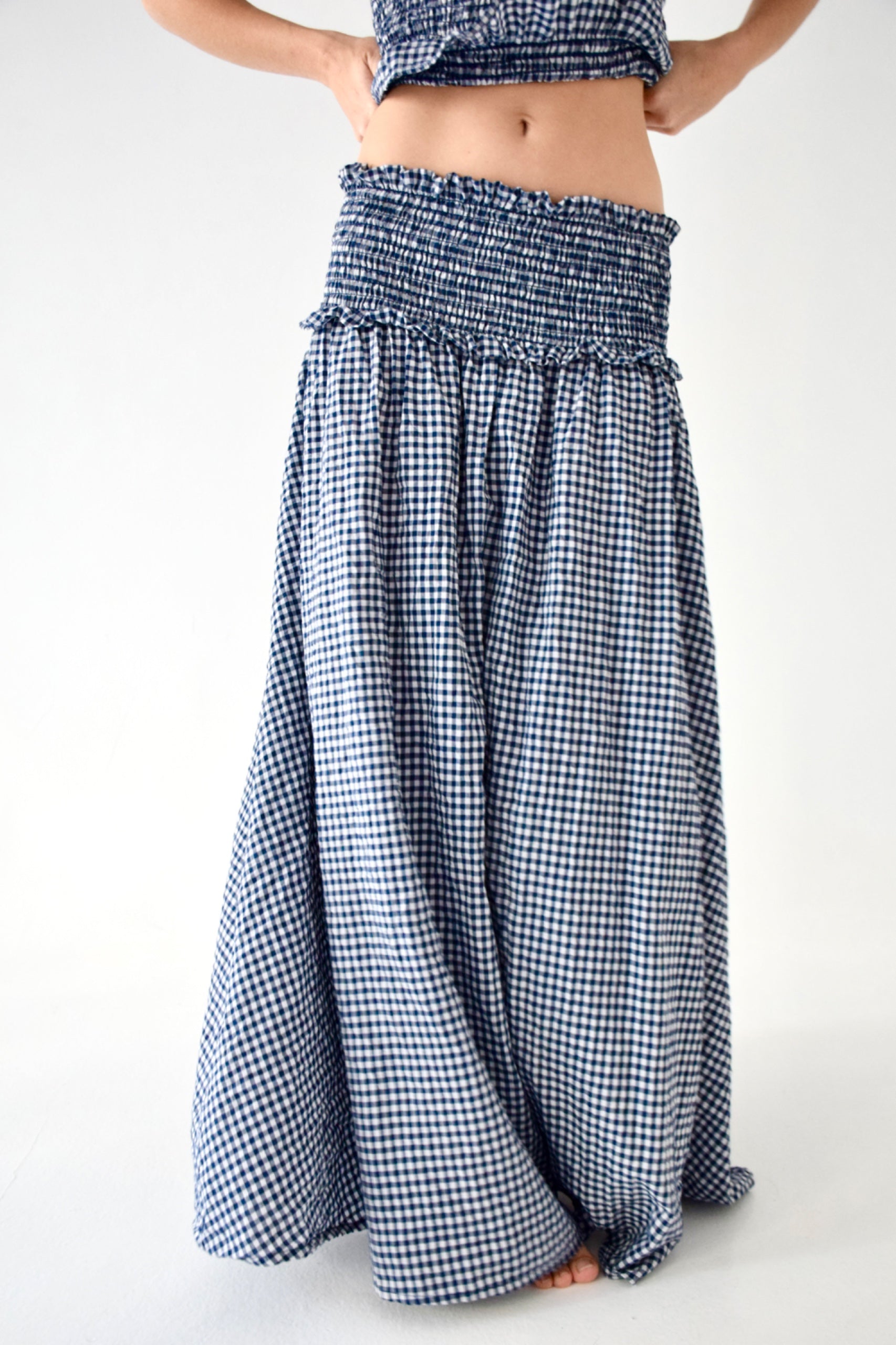 Falda Lea Cuadros Vichy Marino