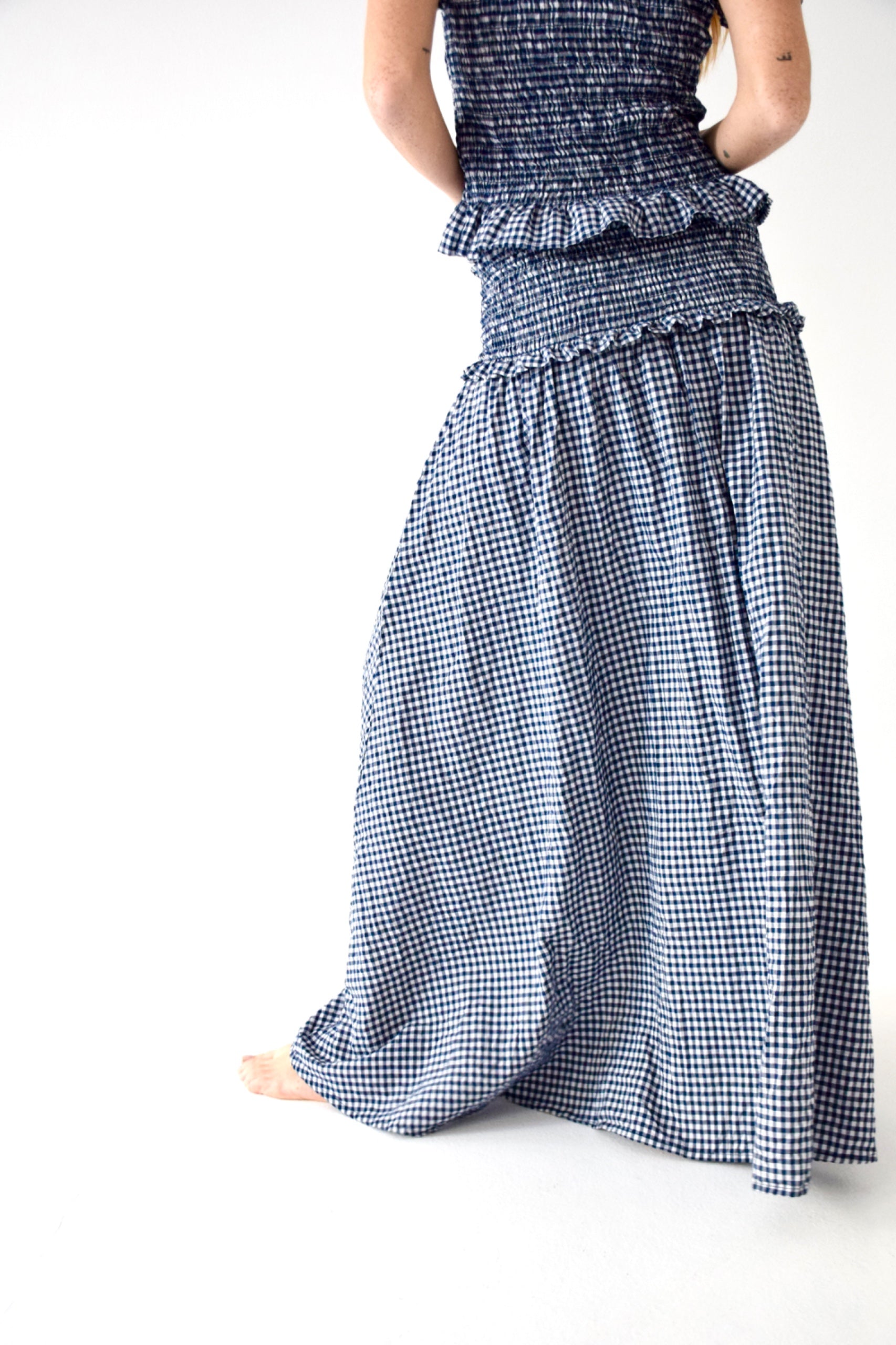 Falda Lea Cuadros Vichy Marino