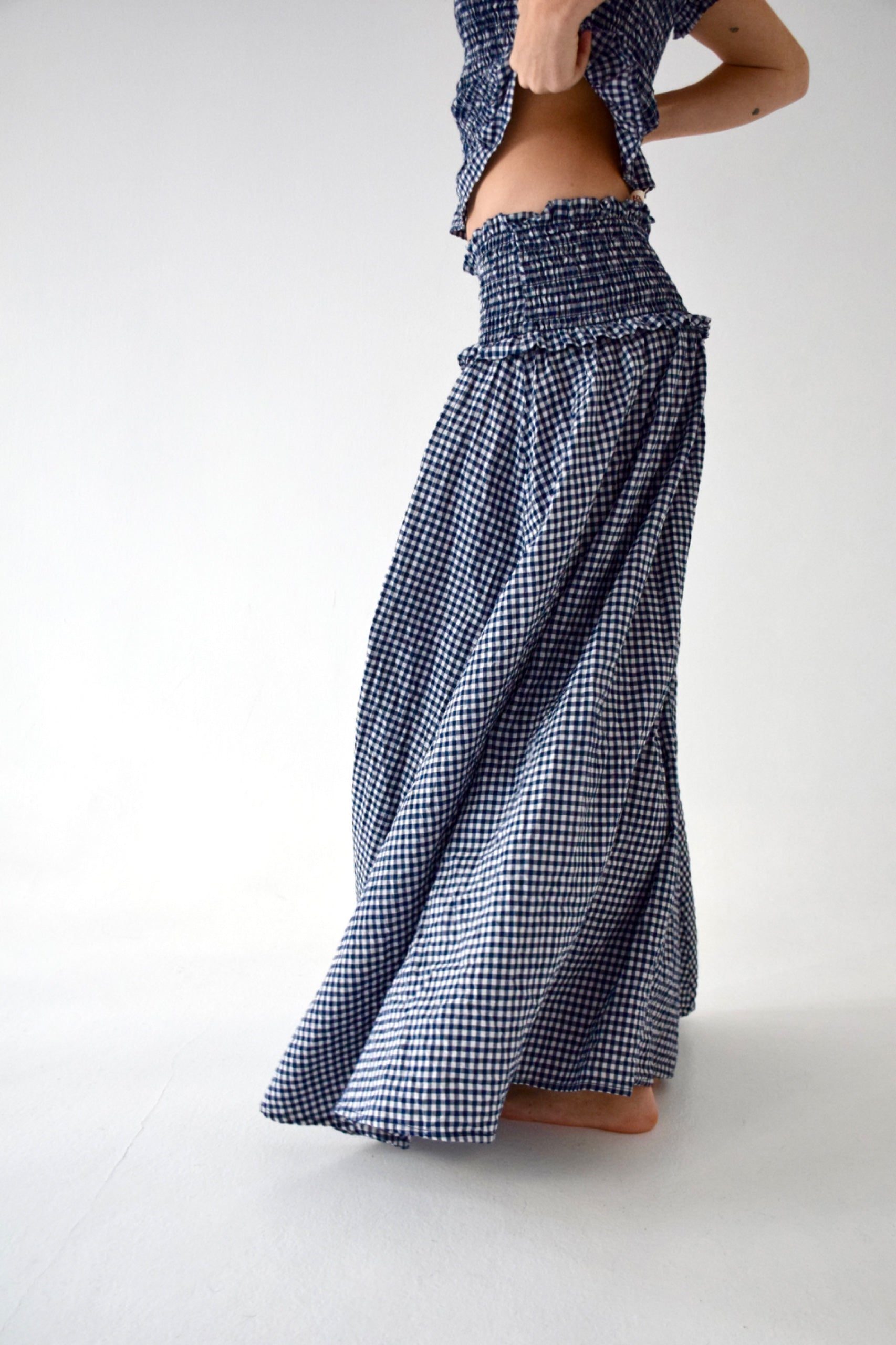 Falda Lea Cuadros Vichy Marino