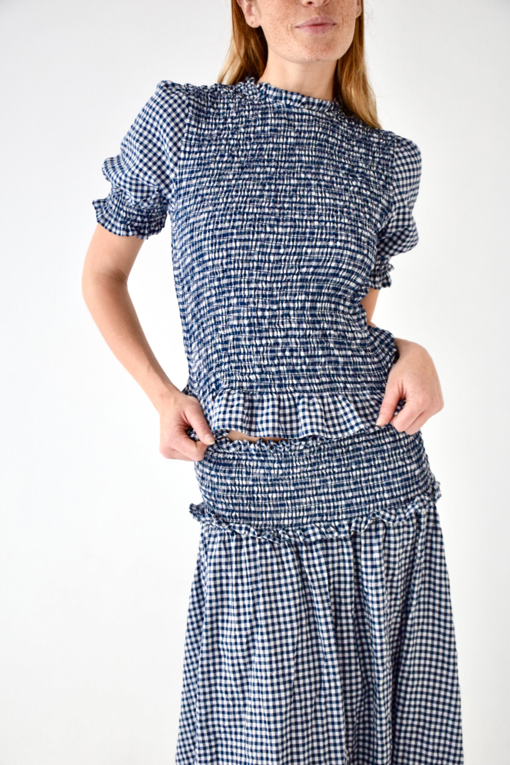 Navy Gingham Top Lea