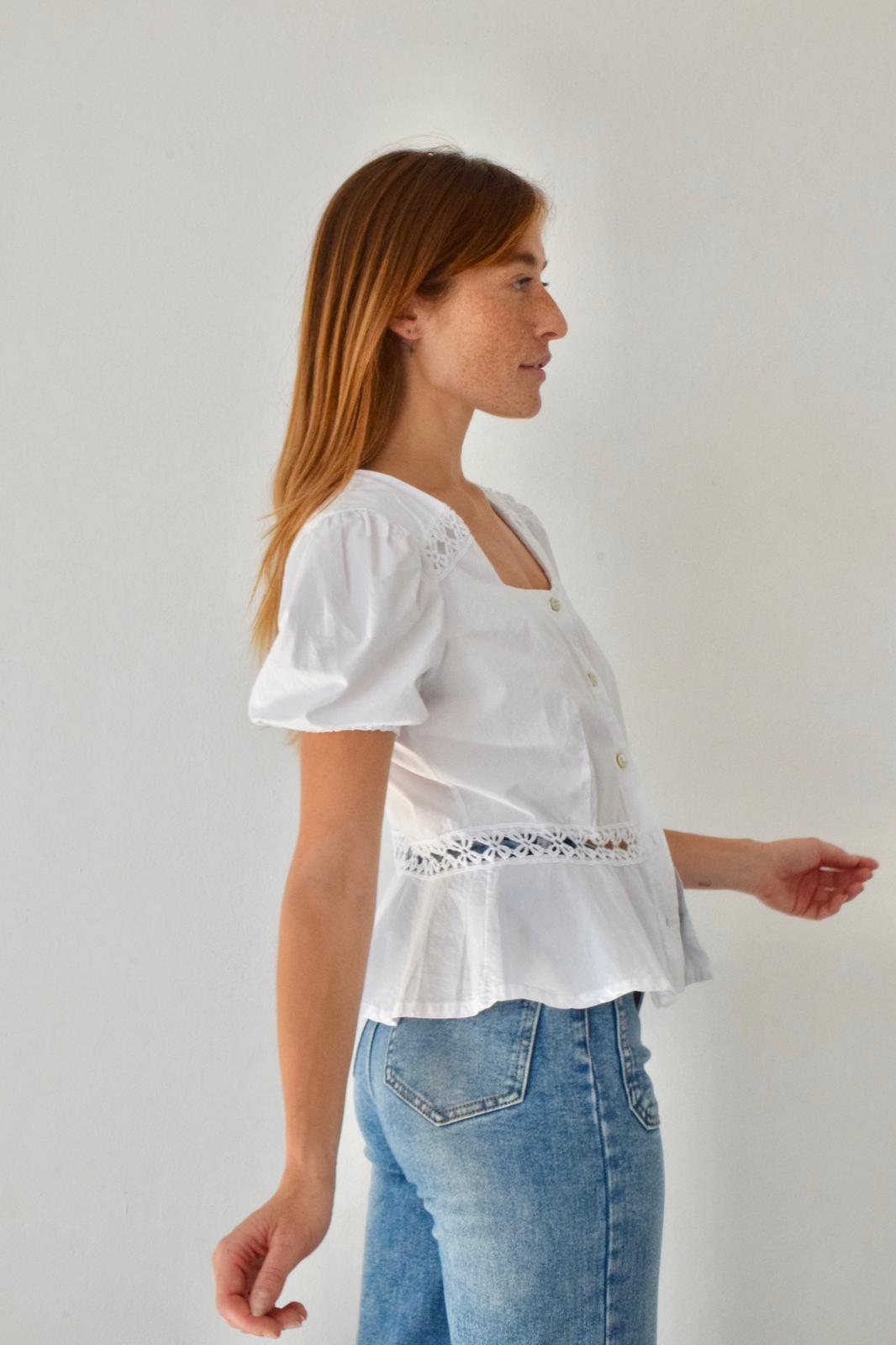 Blusa Roma Blanca Manga Corta
