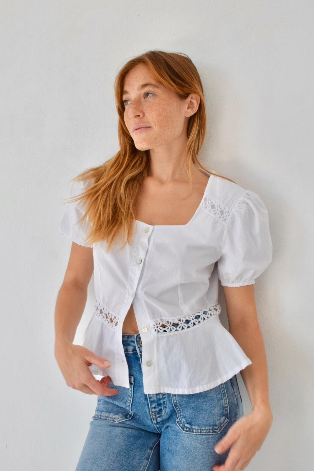 Blusa Roma Blanca Manga Corta