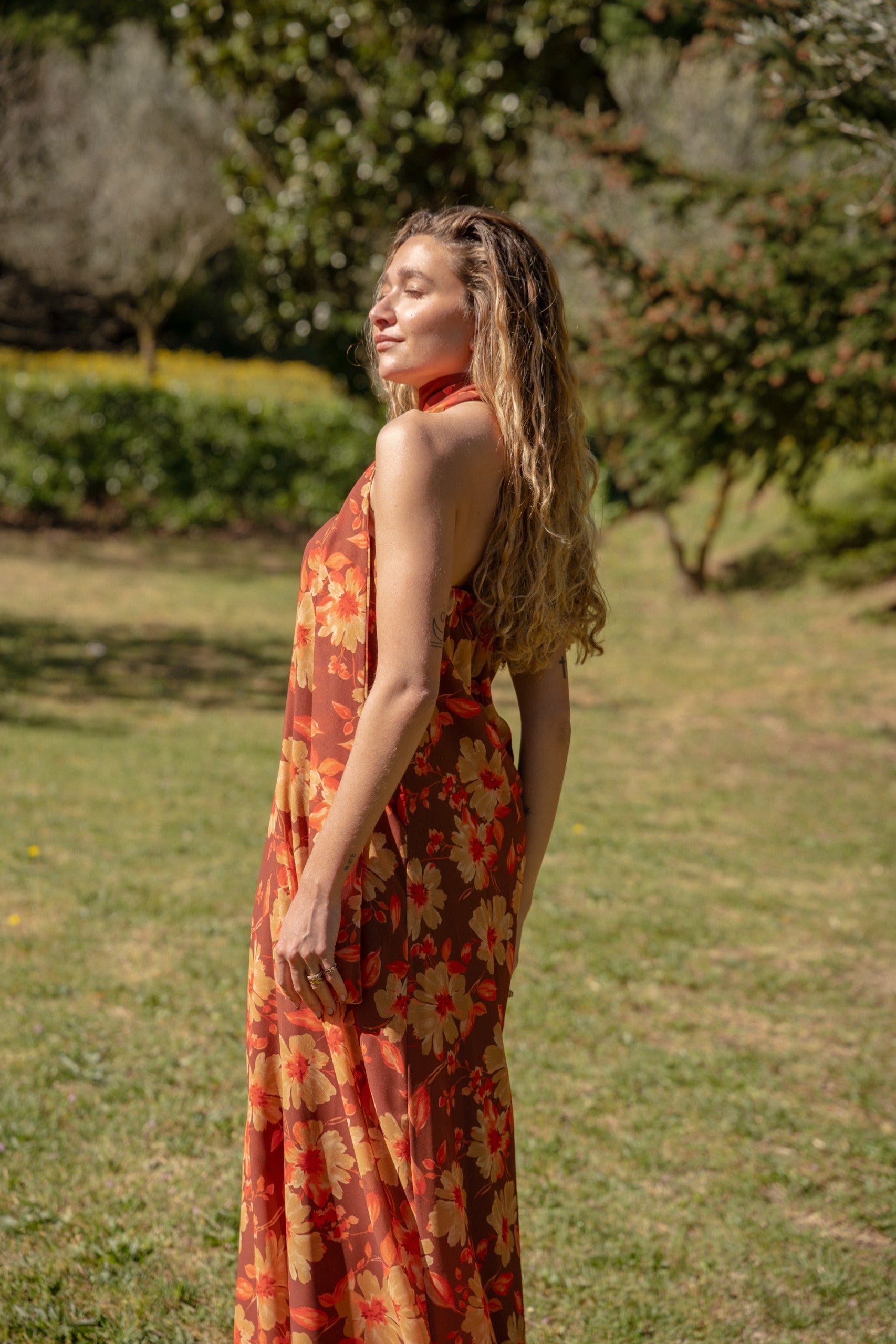 Brown Sara Flowers Dress