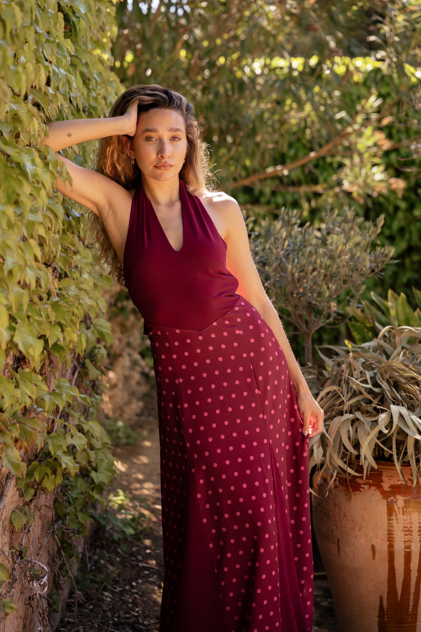 Kala Polka Dot Burgundy Dress Kala Polka Dot Burgundy Dress