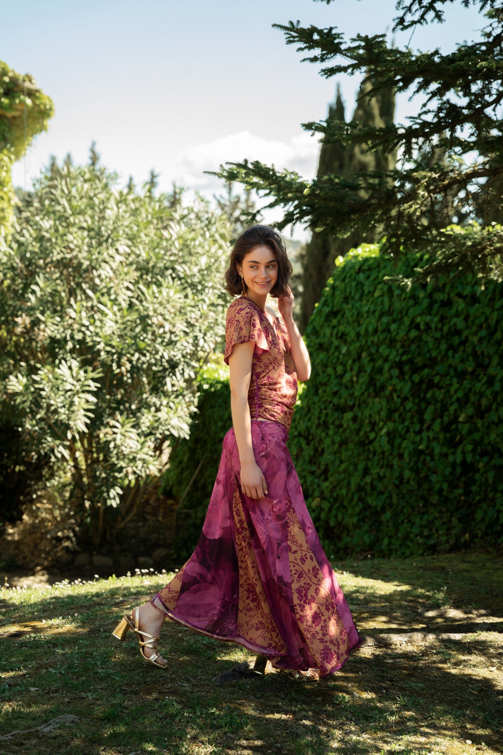Jimena Reversible Magenta and Ochre Skirt